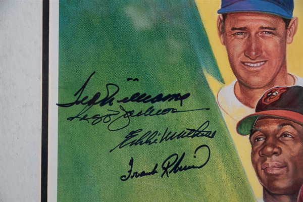 500 Home Run Hitters Signed & Framed Print w. Mantle & Aaron - JSA